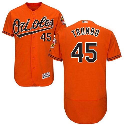 Orioles #45 Mark Trumbo Orange Flexbase Authentic Collection Stitched MLB Jersey